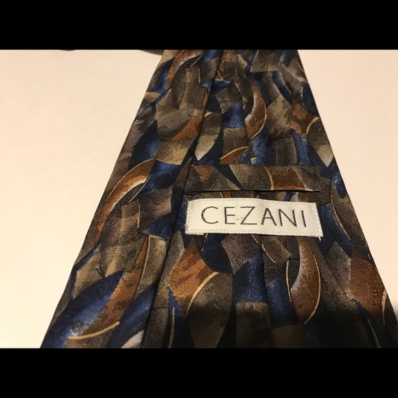 Men’s Designer Tie. Blue,gold,brown,orange - Picture 3 of 4